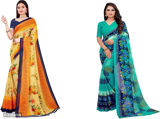 Beautiful Georgette Saree With Blouse Piece Pack Of 2-thumb0