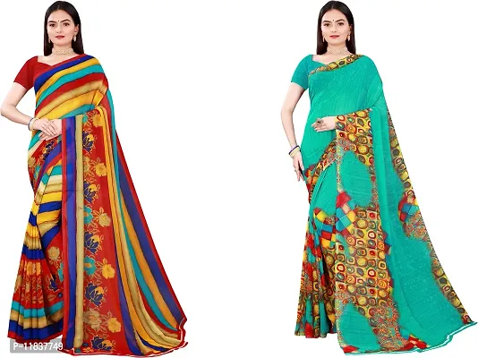 Beautiful Georgette Saree with Blouse Piece Pack Of 2