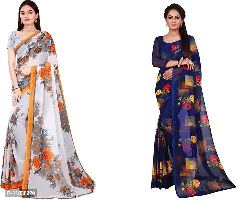 Beautiful Georgette Saree with Blouse Piece Pack Of 2