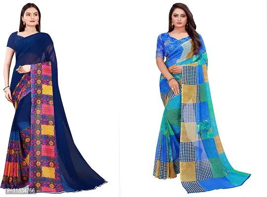 Beautiful Georgette Saree with Blouse Piece Pack Of 2