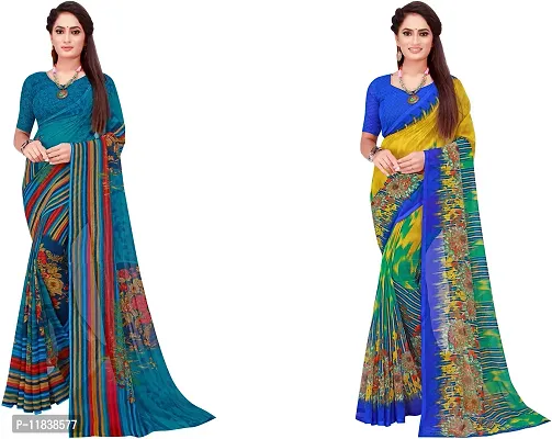 Beautiful Georgette Saree with Blouse Piece Pack Of 2-thumb0