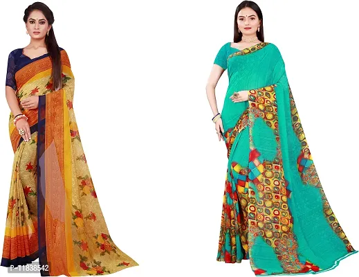 Beautiful Georgette Saree with Blouse Piece Pack Of 2-thumb0