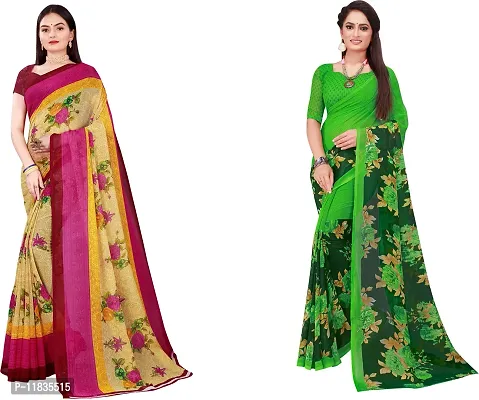 Beautiful Georgette Saree with Blouse Piece Pack Of 2-thumb0