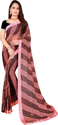 Stylish Fancy Lycra Blend Saree With Blouse Piece For Women