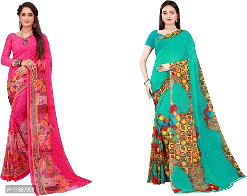 Beautiful Georgette Saree with Blouse Piece Pack Of 2-thumb0