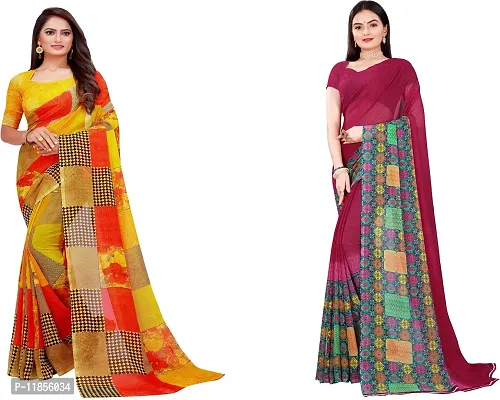 Beautiful Georgette Saree With Blouse Piece Pack Of 2-thumb0