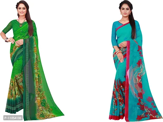 Beautiful Georgette Saree With Blouse Piece Pack Of 2