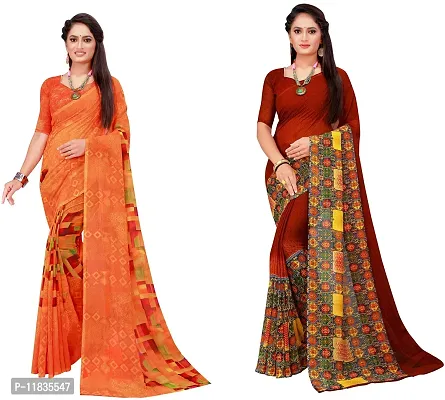 Beautiful Georgette Saree with Blouse Piece Pack Of 2-thumb0