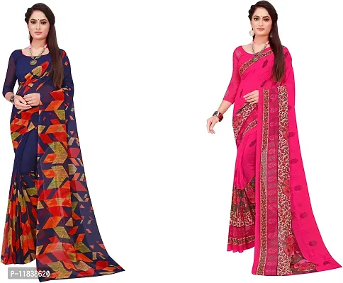 Beautiful Georgette Saree with Blouse Piece Pack Of 2-thumb0