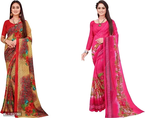 Beautiful Georgette Saree with Blouse Piece Pack Of 2