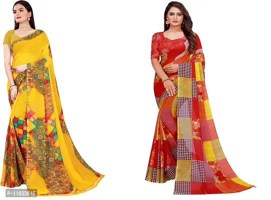 Beautiful Georgette Saree with Blouse Piece Pack Of 2