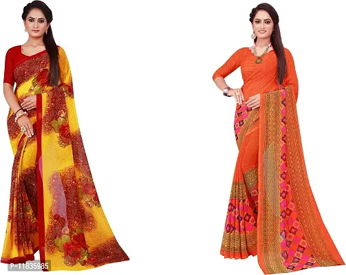 Beautiful Georgette Saree with Blouse Piece Pack Of 2-thumb0