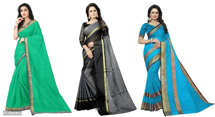 Beautiful Art Silk Saree With Blouse Piece Pack Of 3