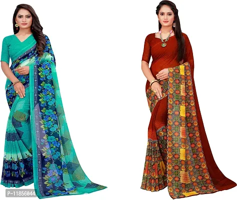 Beautiful Georgette Saree With Blouse Piece Pack Of 2-thumb0