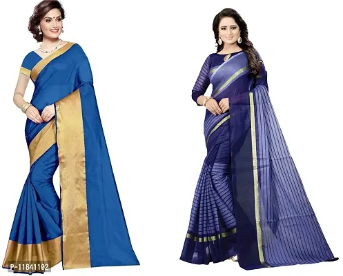 Beautiful Cotton Silk Saree With Blouse Piece Pack Of 2