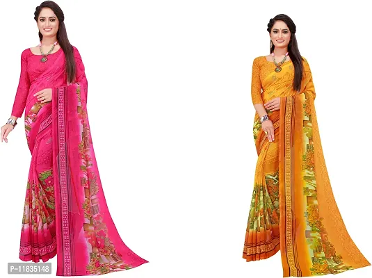 Beautiful Georgette Saree with Blouse Piece Pack Of 2-thumb0