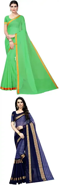 Beautiful Art Silk Saree With Blouse Piece Pack Of 2