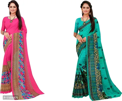 Beautiful Georgette Saree with Blouse Piece Pack Of 2-thumb0