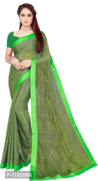 Beautiful Lycra Saree with Blouse Piece-thumb0