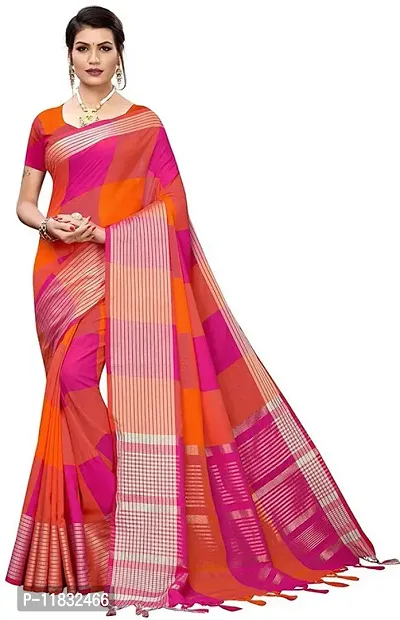 Beautiful Silk Blend Saree with Blouse Piece-thumb0