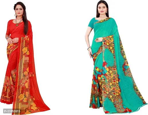 Beautiful Georgette Saree With Blouse Piece Pack Of 2