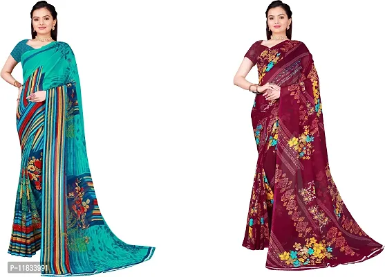 Beautiful Georgette Saree with Blouse Piece Pack Of 2-thumb0