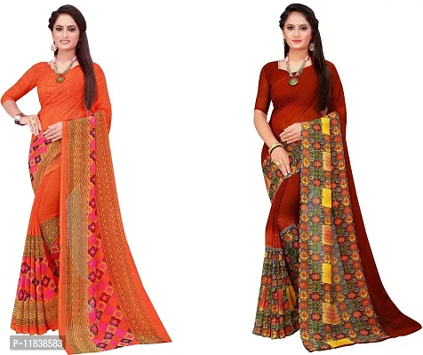 Beautiful Georgette Saree with Blouse Piece Pack Of 2-thumb0