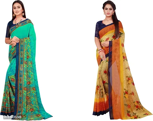 Beautiful Georgette Saree with Blouse Piece Pack Of 2-thumb0