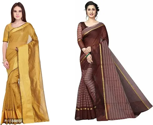 Beautiful Cotton Silk Saree With Blouse Piece Pack Of 2