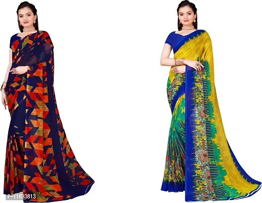 Beautiful Georgette Saree with Blouse Piece Pack Of 2-thumb0