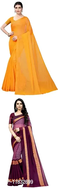 Beautiful Art Silk Saree with Blouse Piece Pack Of 2-thumb0