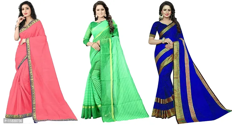 Beautiful Art Silk Saree With Blouse Piece Pack Of 3