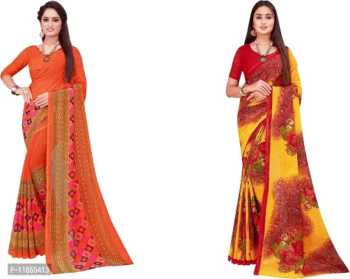 Beautiful Georgette Saree With Blouse Piece Pack Of 2-thumb0