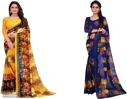 Beautiful Georgette Saree With Blouse Piece Pack Of 2