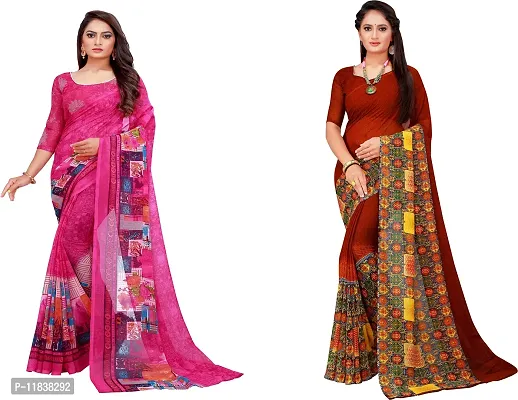 Beautiful Georgette Saree with Blouse Piece Pack Of 2-thumb0