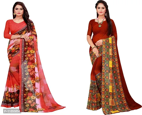 Beautiful Georgette Saree With Blouse Piece Pack Of 2-thumb0