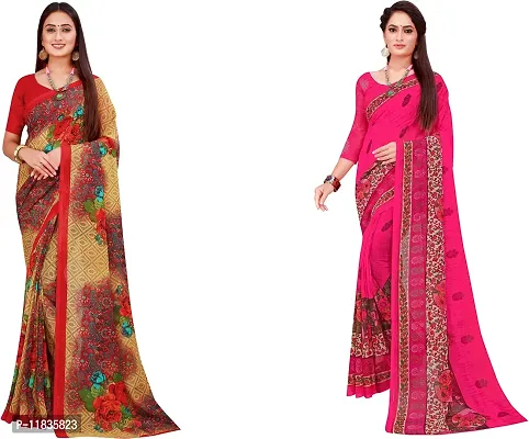 Beautiful Georgette Saree with Blouse Piece Pack Of 2-thumb0