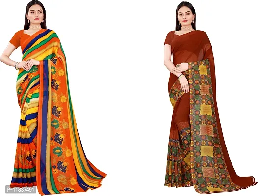 Beautiful Georgette Saree with Blouse Piece Pack Of 2-thumb0