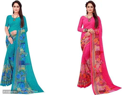 Beautiful Georgette Saree with Blouse Piece Pack Of 2-thumb0