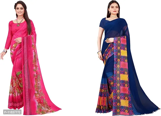 Beautiful Georgette Saree with Blouse Piece Pack Of 2-thumb0