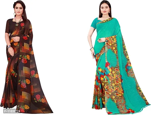 Beautiful Georgette Saree with Blouse Piece Pack Of 2-thumb0