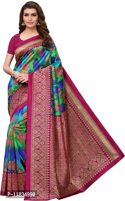 Beautiful Art Silk Saree with Blouse Piece-thumb0