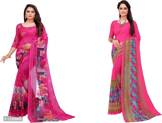 Beautiful Georgette Saree with Blouse Piece Pack Of 2-thumb0