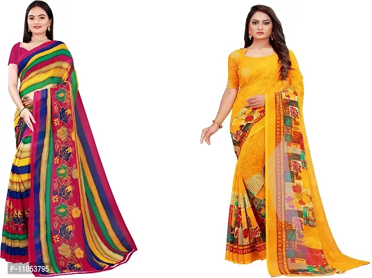 Beautiful Georgette Saree With Blouse Piece Pack Of 2-thumb0