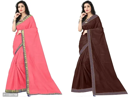 Beautiful Art Silk Saree With Blouse Piece Pack Of 2-thumb0