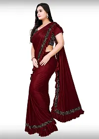 Beautiful Silk Blend Saree with Blouse Piece-thumb1