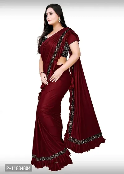 Beautiful Silk Blend Saree with Blouse Piece-thumb2