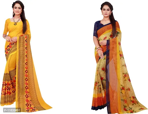 Beautiful Georgette Saree with Blouse Piece Pack Of 2-thumb0