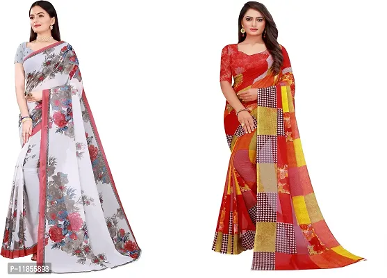 Beautiful Georgette Saree With Blouse Piece Pack Of 2-thumb0