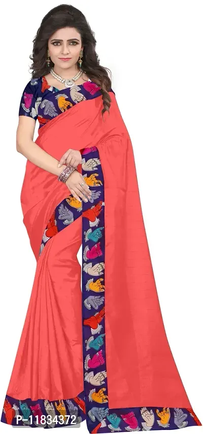 Beautiful Silk Blend Saree with Blouse Piece-thumb0